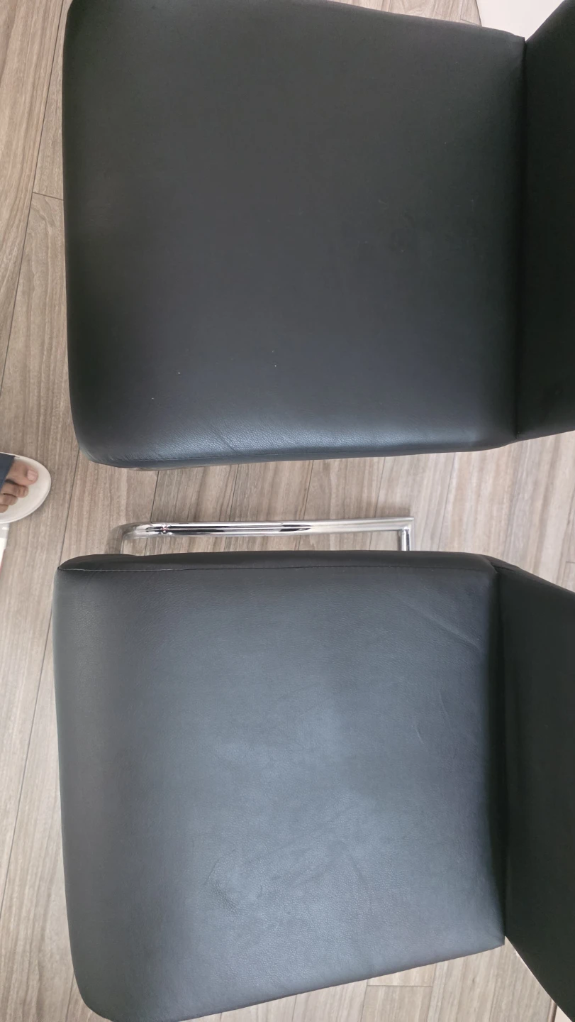 Set of 2 Black Faux Leather Dining Chairs with Chrome Legs - photo 2