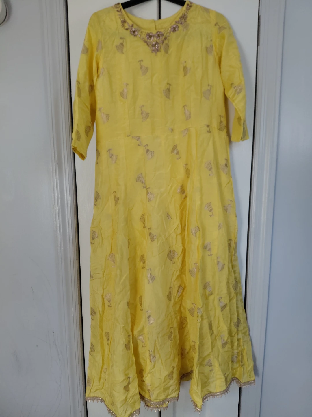 Yellow Anarkali Suit with Pink Dupatta - photo 4