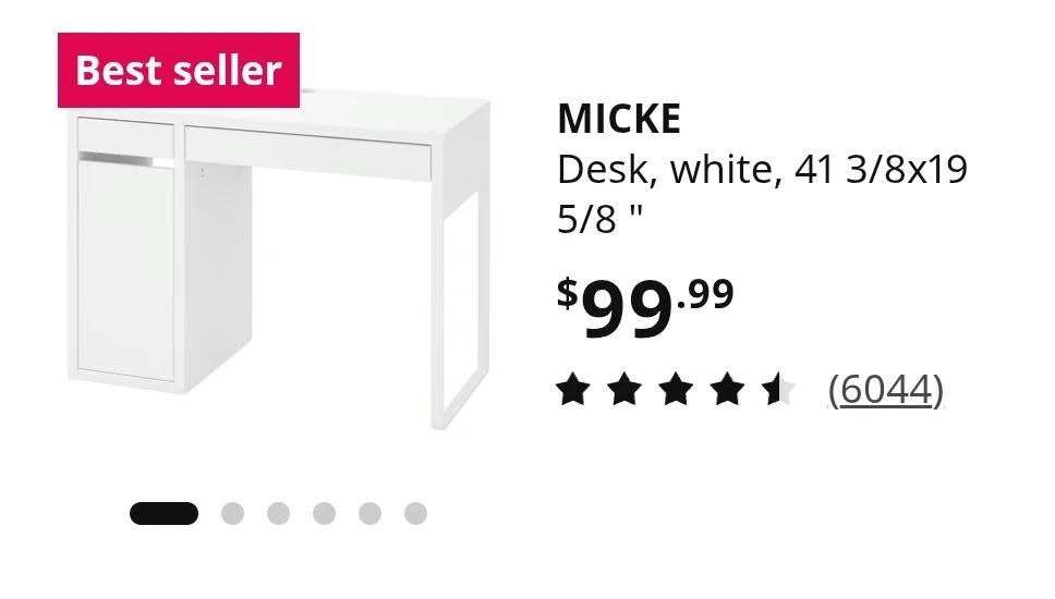IKEA MICKE Desk, White, 41 3/8x19 5/8"