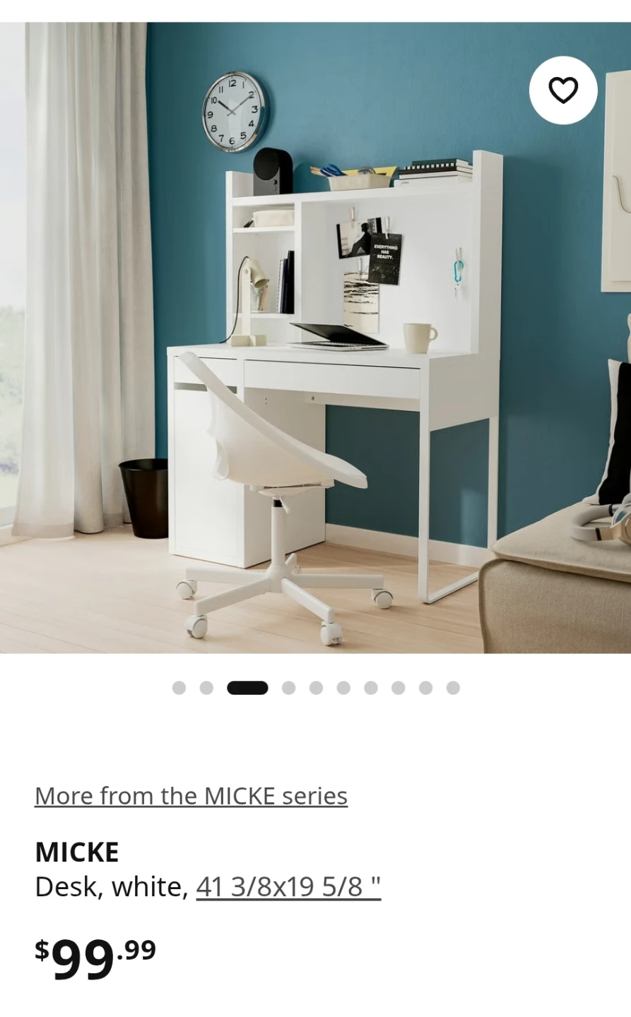 IKEA MICKE Desk, White, 41 3/8x19 5/8" - photo 4