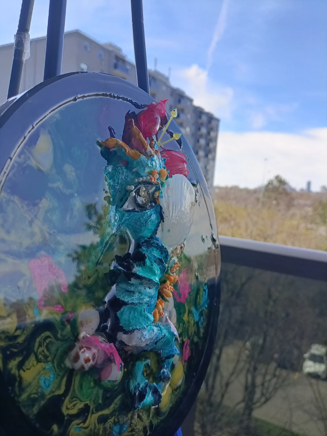 Resin Art Wall Decor with Seashells and Flowers - photo 2