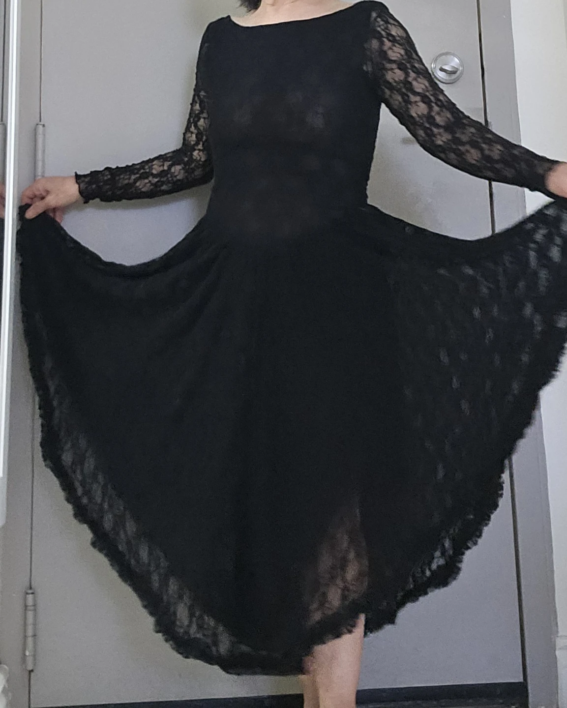 Black Lace Dress with Long Sleeves