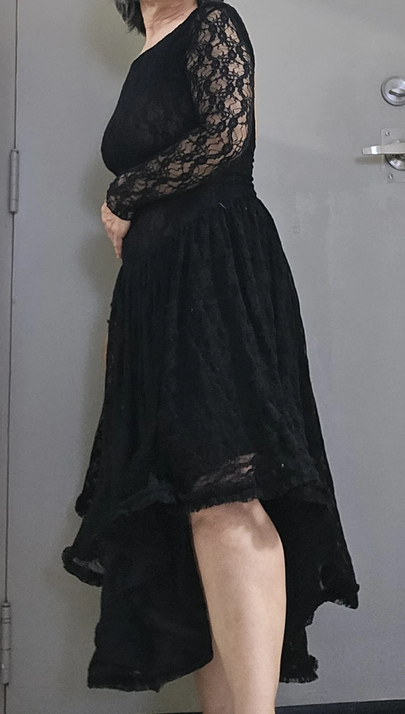 Black Lace Dress with Long Sleeves - photo 4