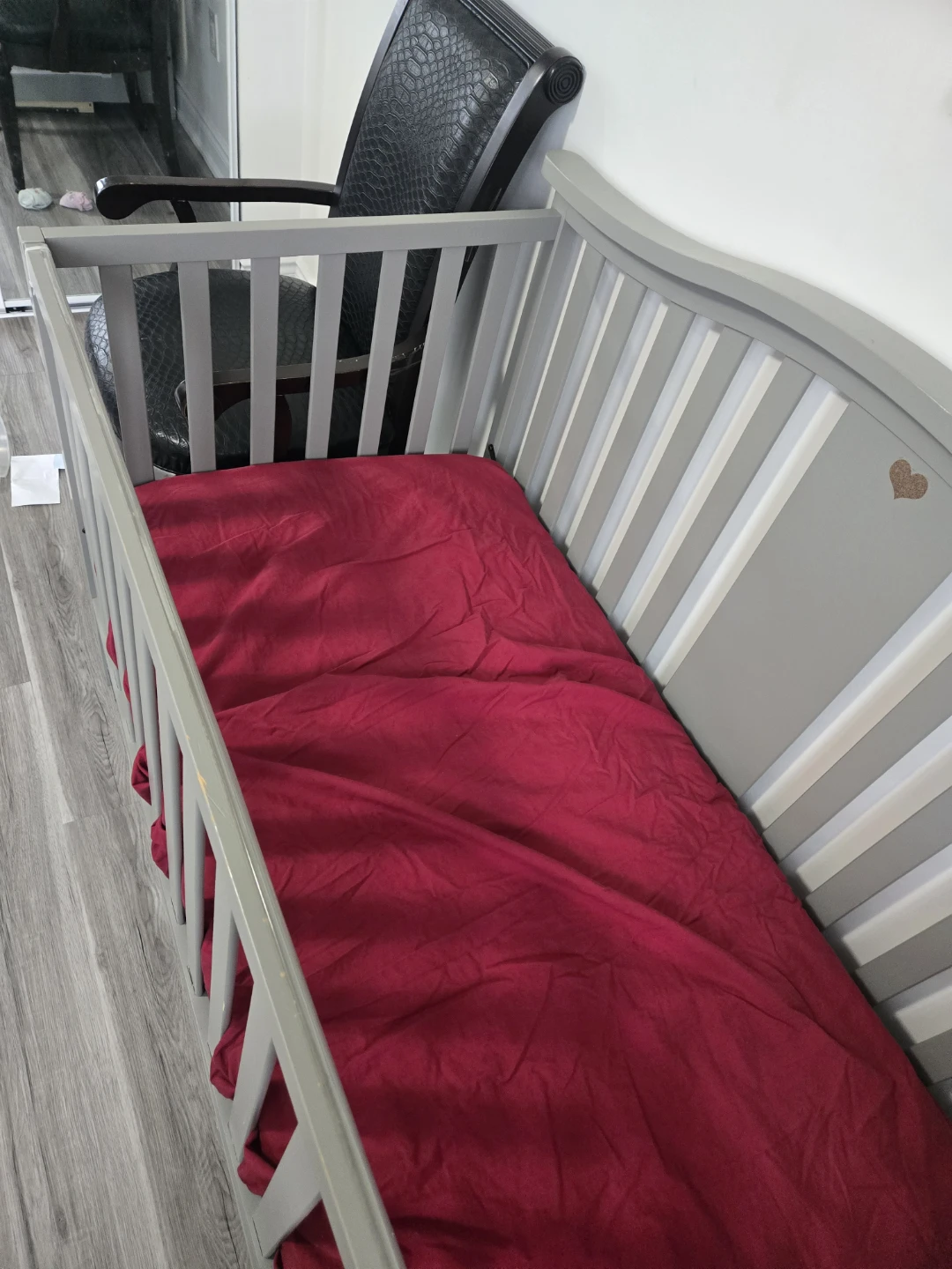 Grey Graco Crib with Storage Drawer