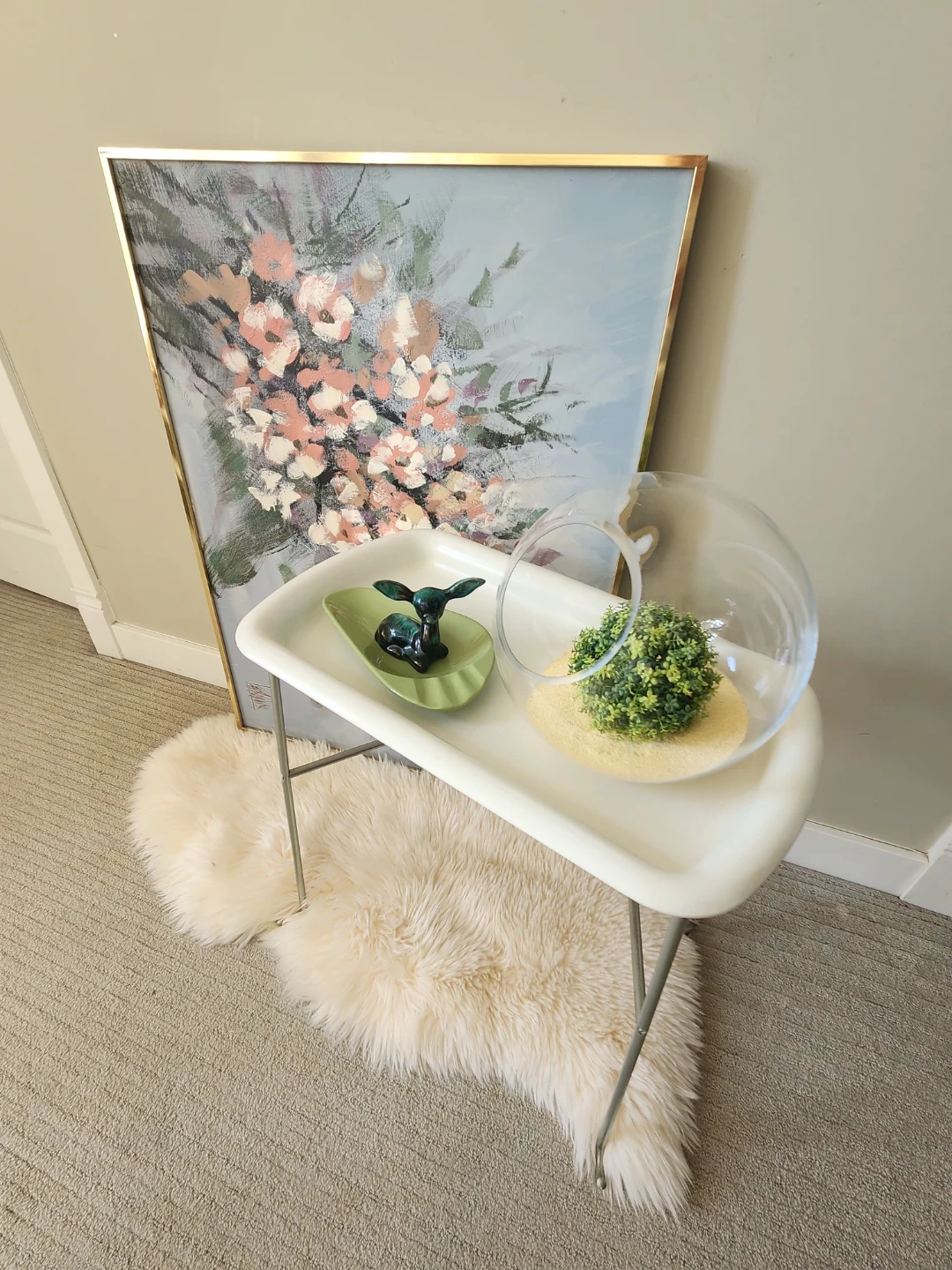 White Tray Table with Metal Legs, great as a plant stand - photo 3
