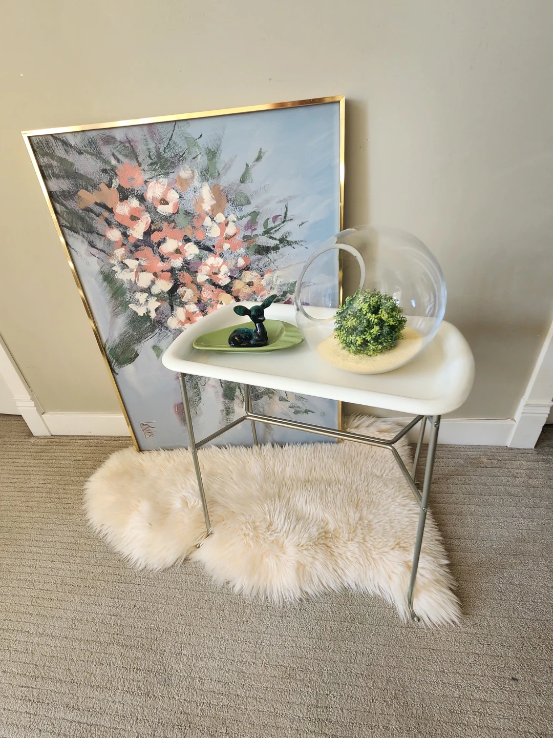 White Tray Table with Metal Legs, great as a plant stand - photo 5