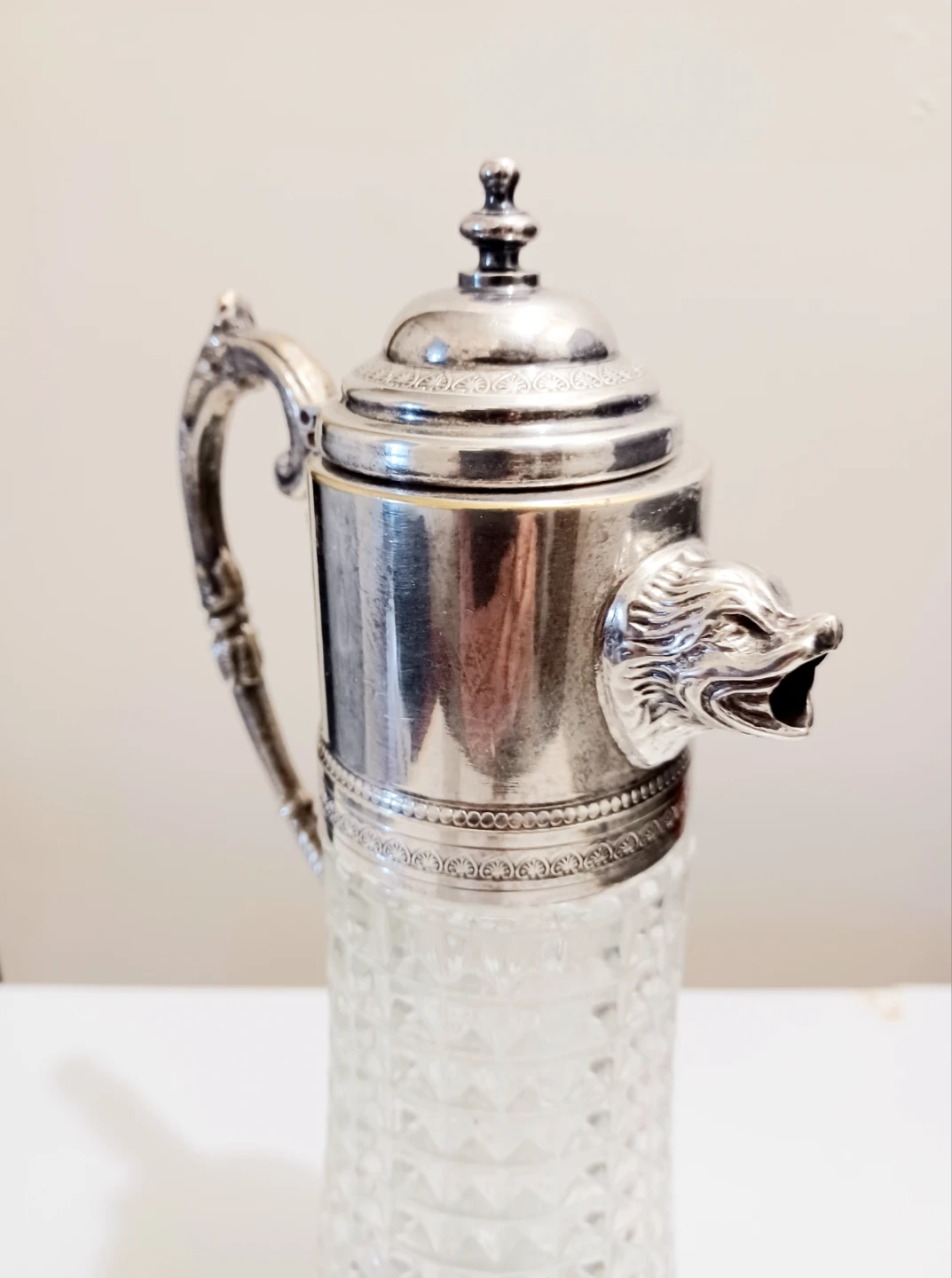 Antique 1800s Italian Bear Head Claret Decanter - photo 3
