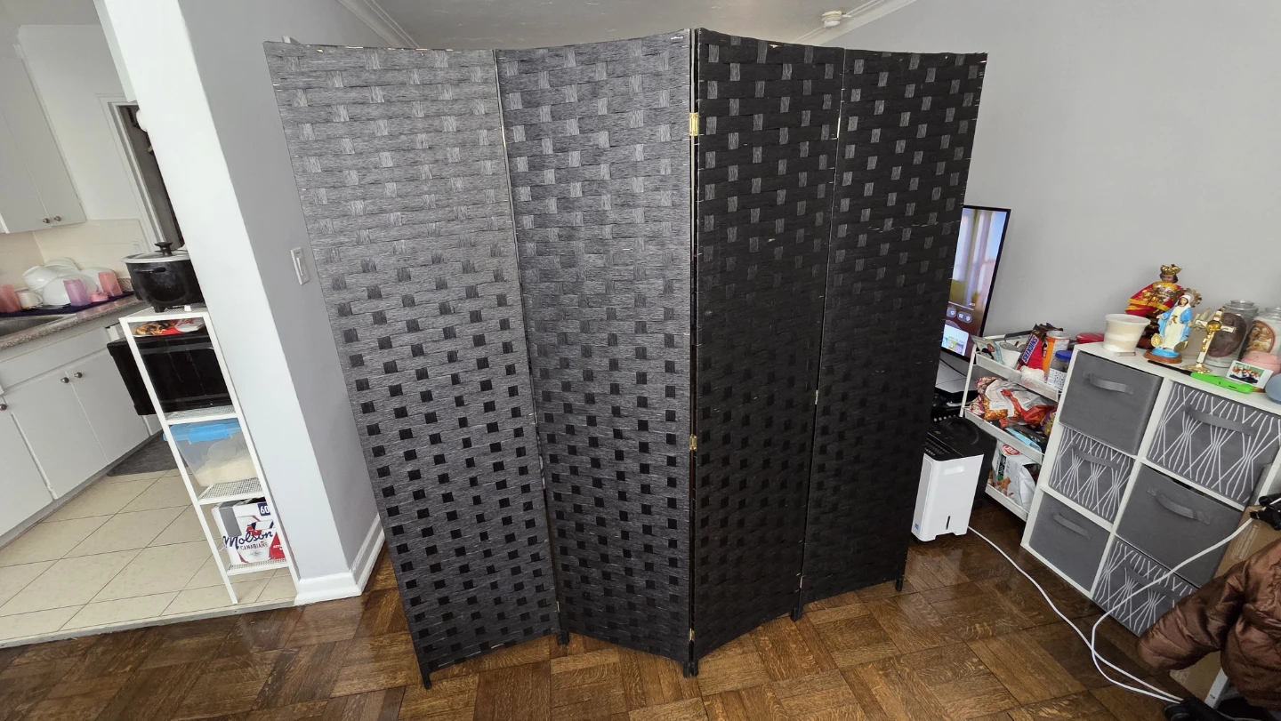 Black 4-Panel Room Divider Screen