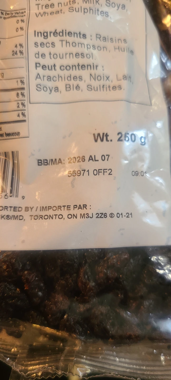 Thompson Raisins - 250g Bag - photo 3