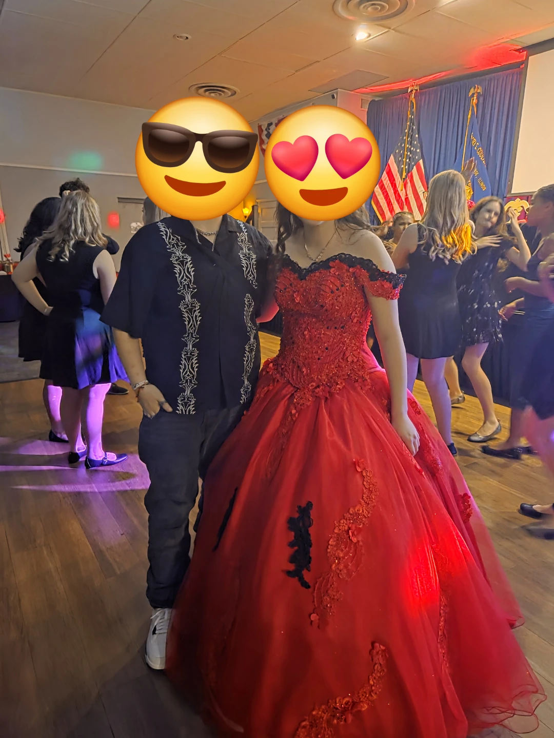 Red Quinceañera formal ball gown with Black Accents - photo 2