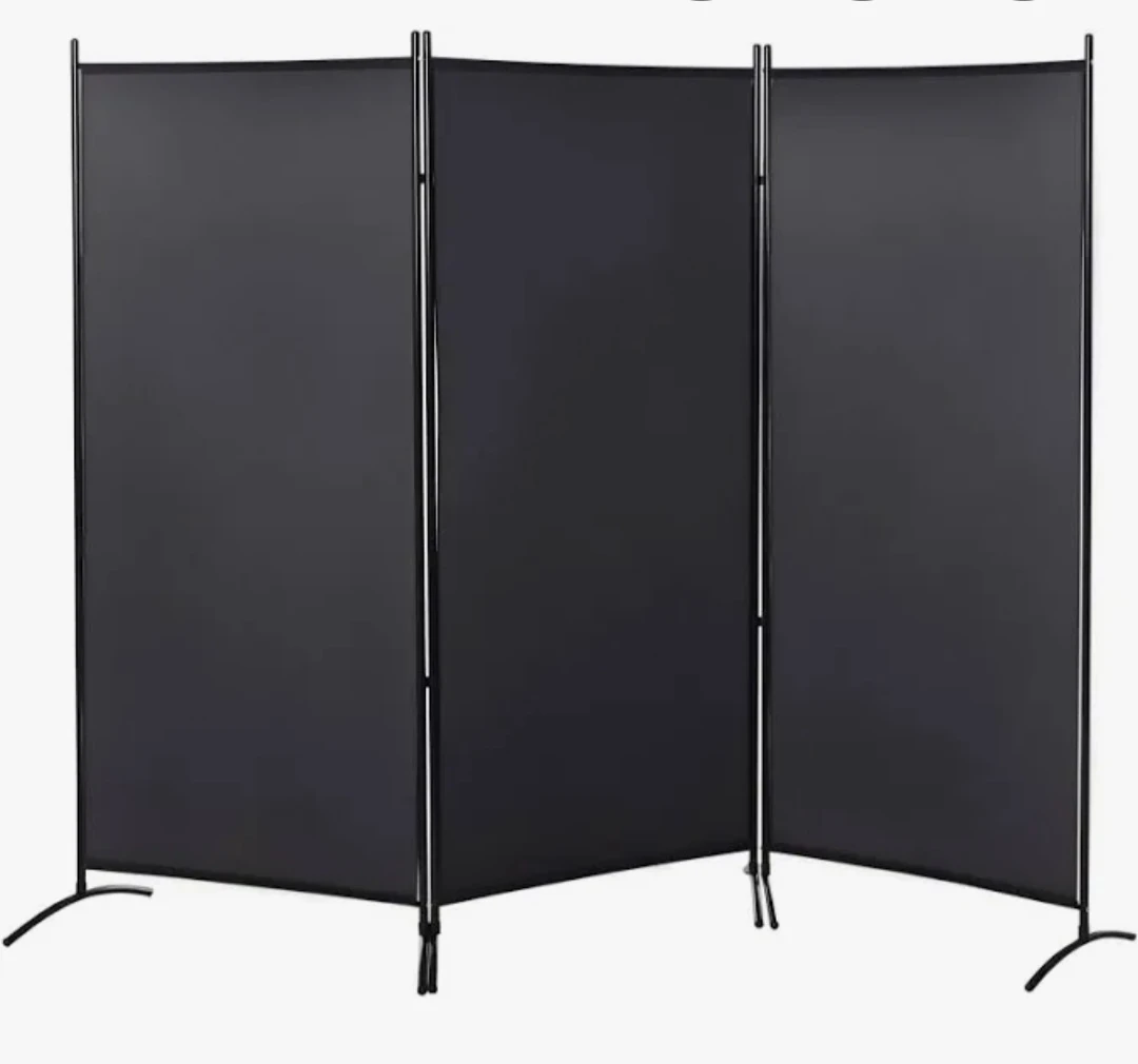 3-Panel Room Divider - Black - photo 3