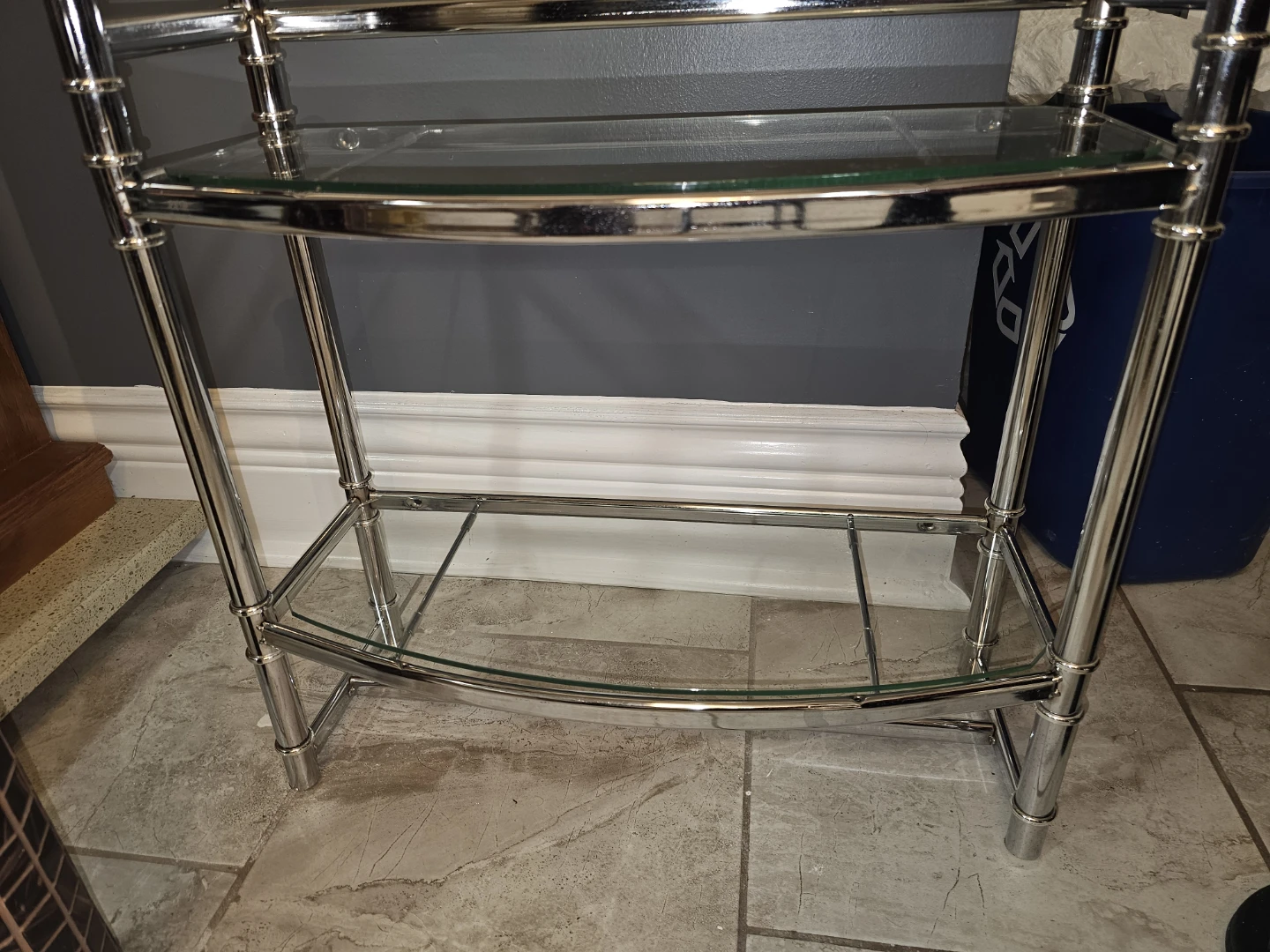 Chrome and Glass 2-Tier Shelf Unit - photo 3