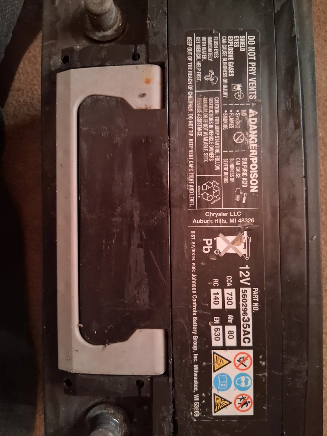 12V Car Battery 56029635AC - photo 2