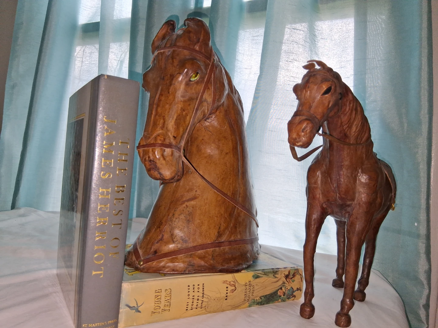 Vintage Leather Horse Head Bust with Matching Figure - photo 2