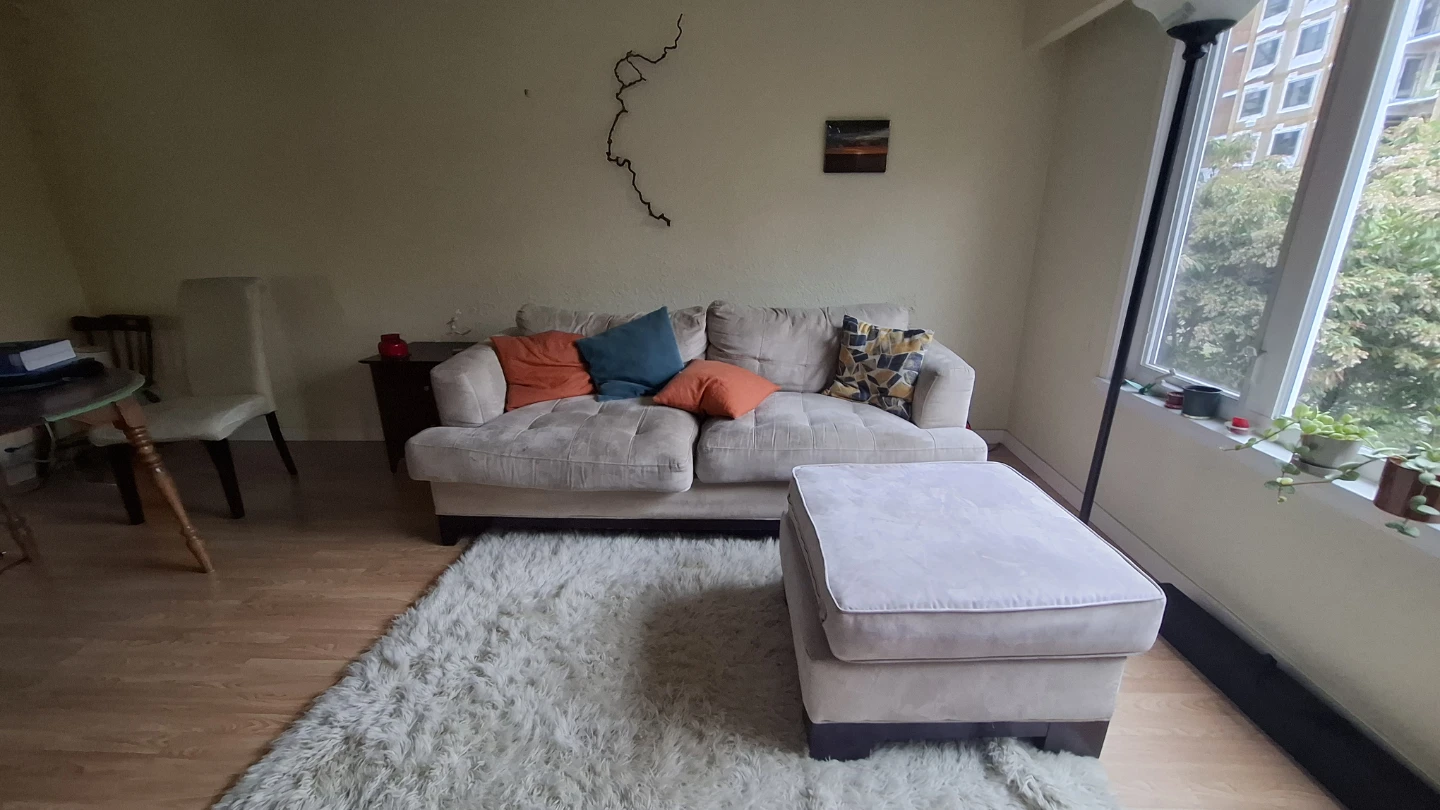 Light Beige Loveseat Sofa with Ottoman