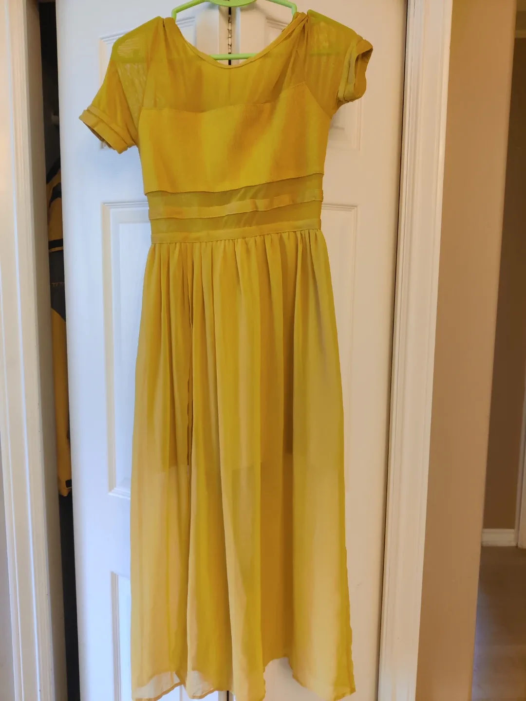 Yellow Chiffon Midi Dress