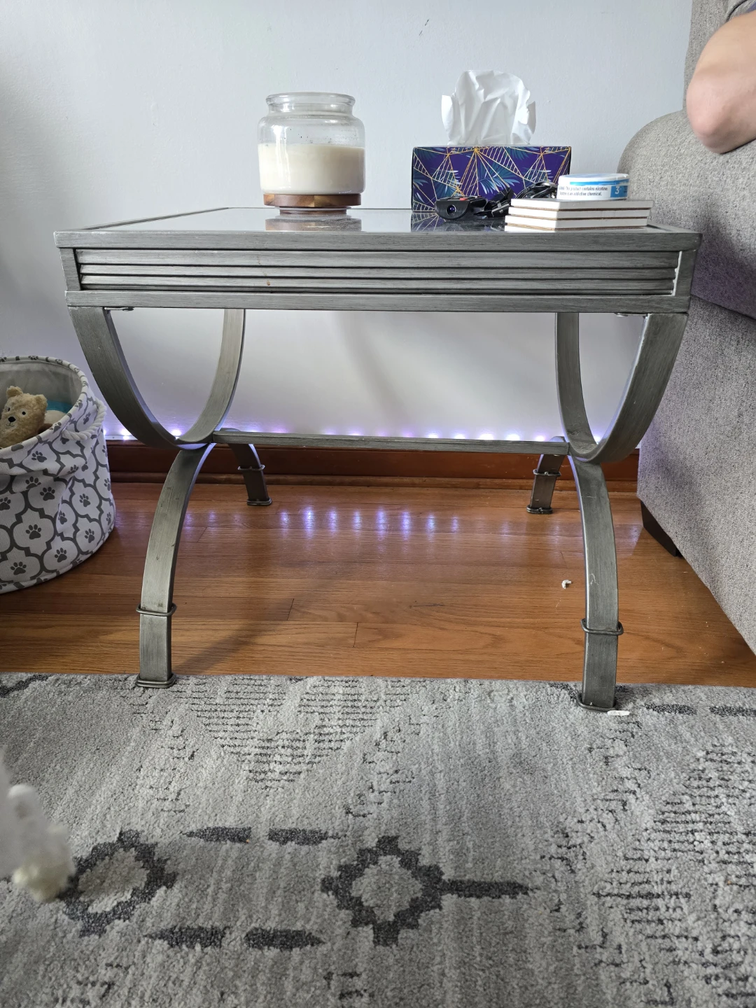 Glass Top End Table with Metal Frame - photo 4