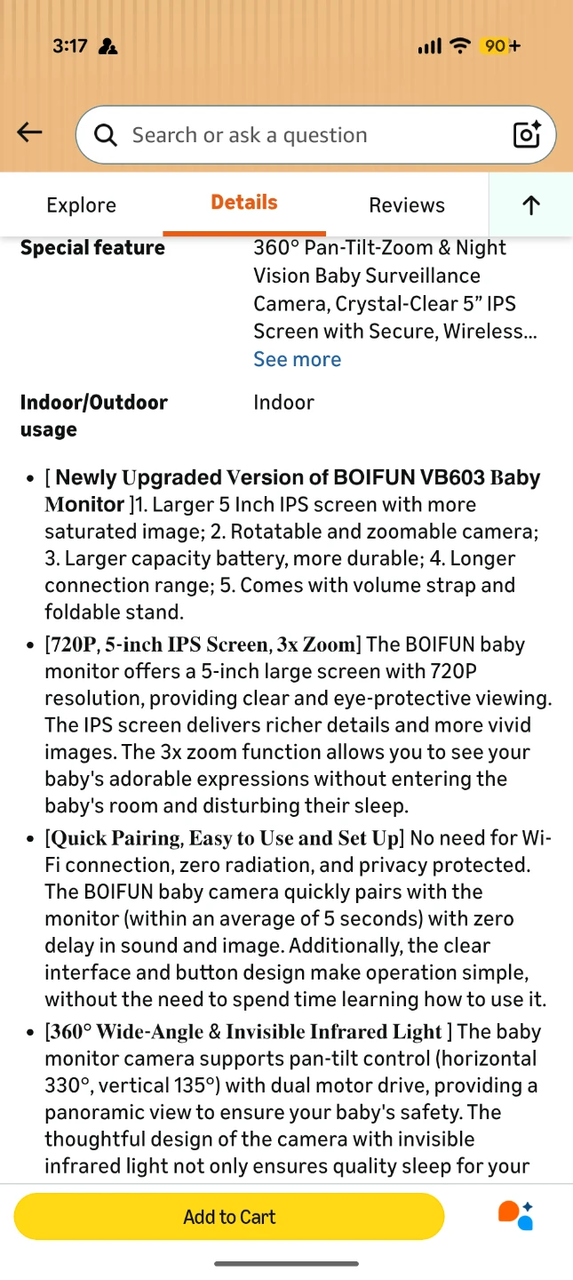 Boifun Upgraded 360 View Baby Monitor - photo 5