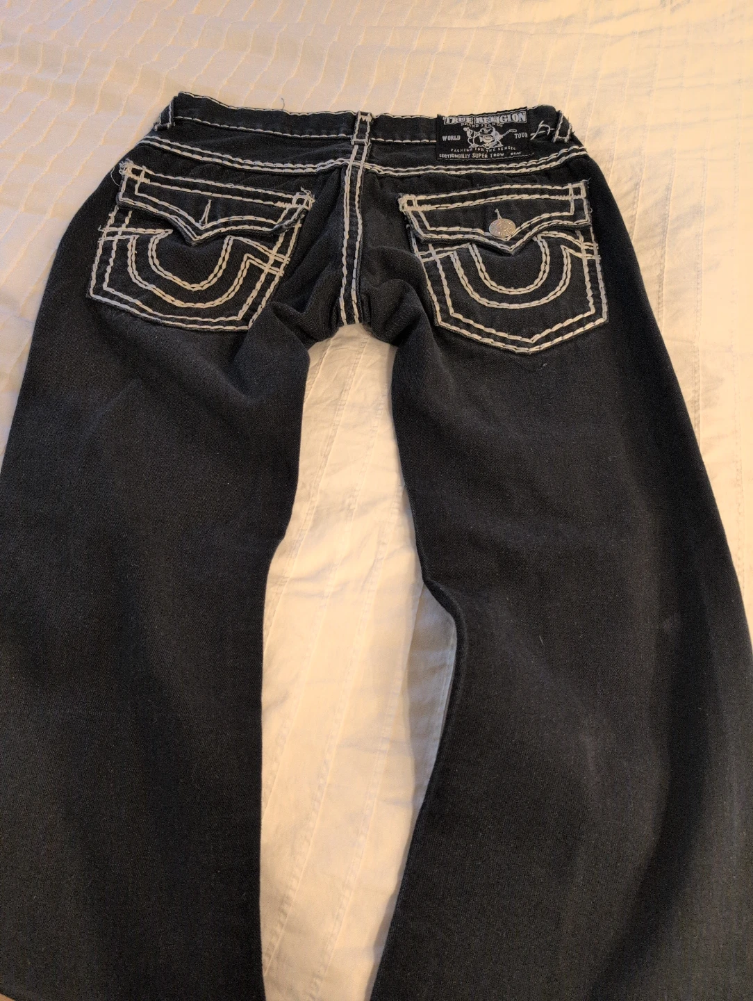 True Religion Black Jeans with White Stitching