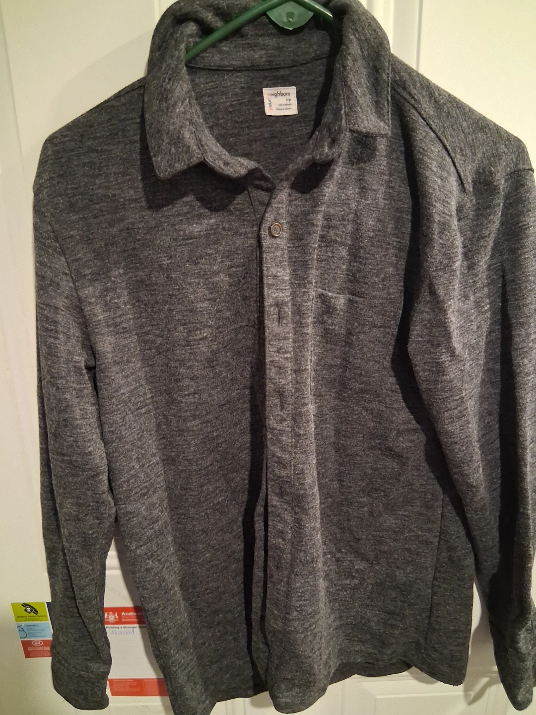 Neighbors Long Sleeve Button-Up Shirt - Grey