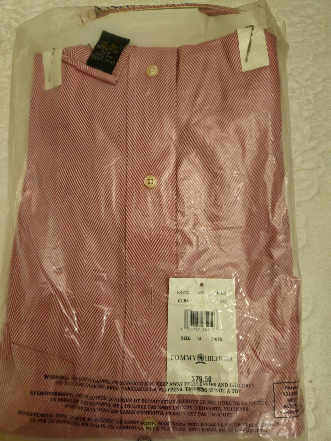 Tommy Hilfiger Men's Pink Herringbone Dress Shirt - photo 3