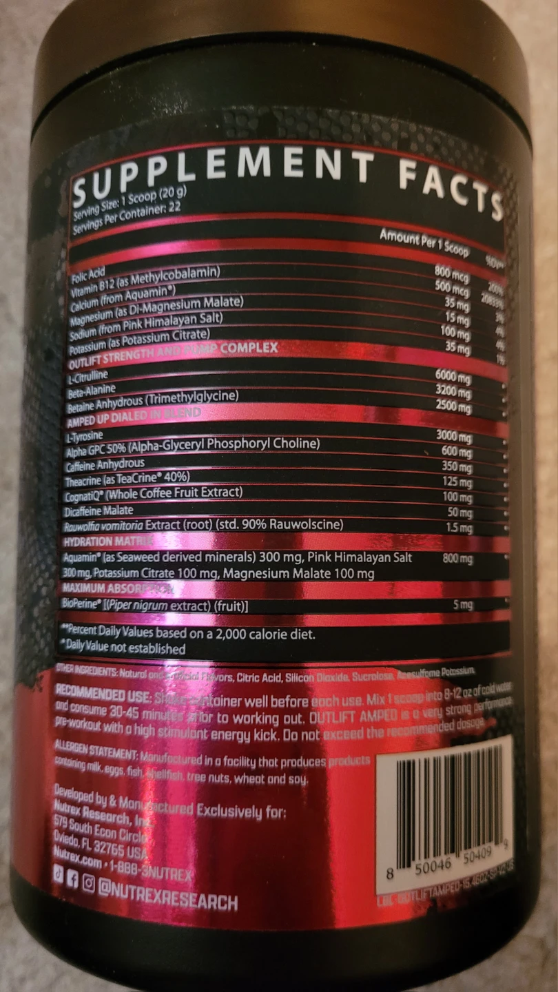 Nutrex Research Outlift Amped Pre-Workout Sucker Punch - photo 2