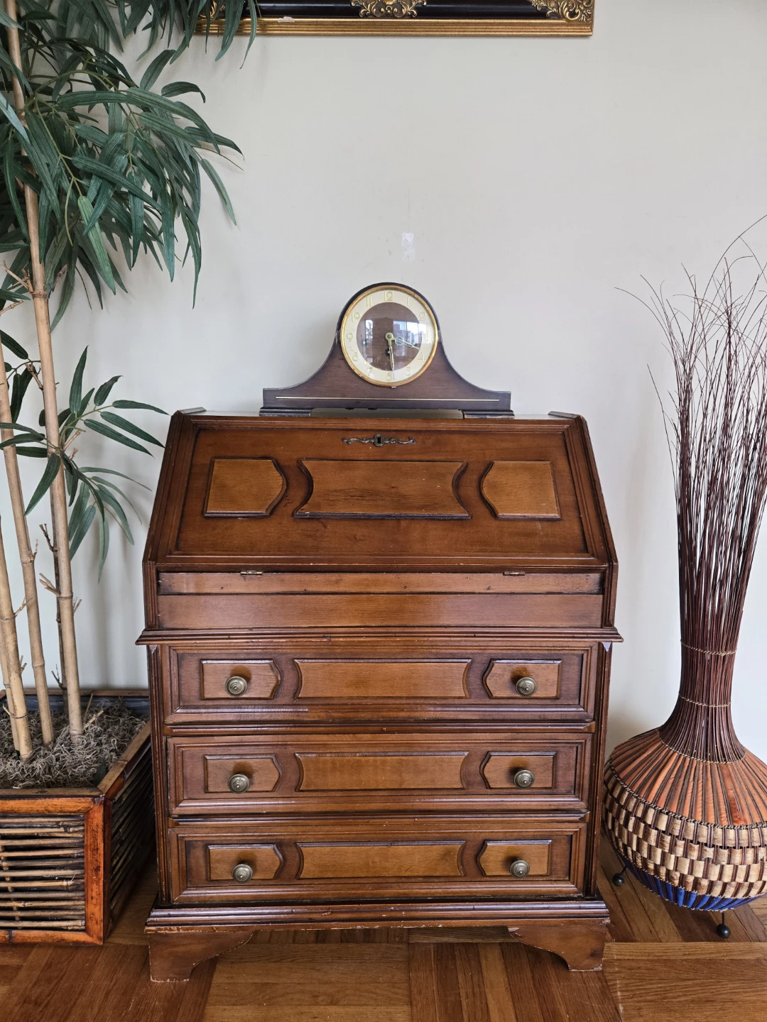 Antique Solid Walnut Secretary Pull Down Desk - photo 5
