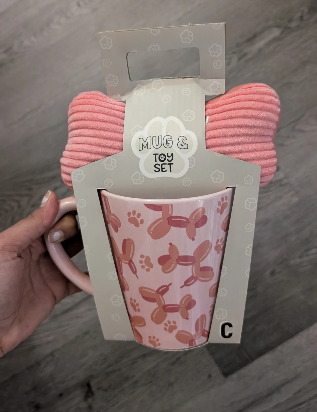 Pink Mug & Toy Set with Balloon Dog Pattern