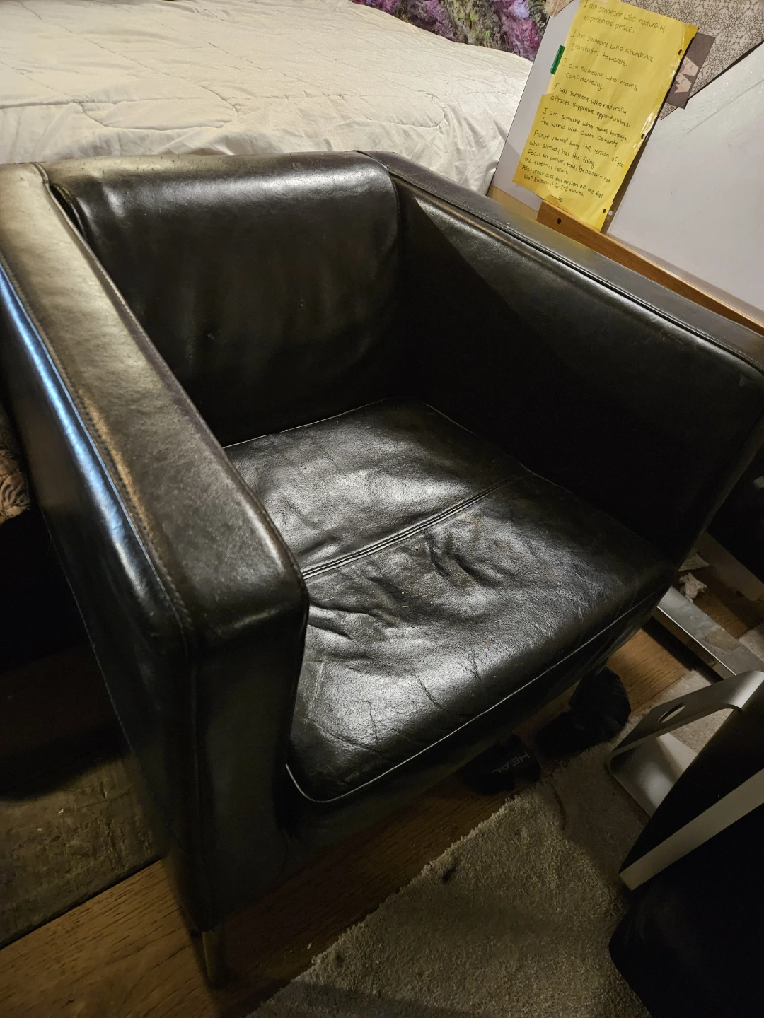 Black Leather Armchair x2
