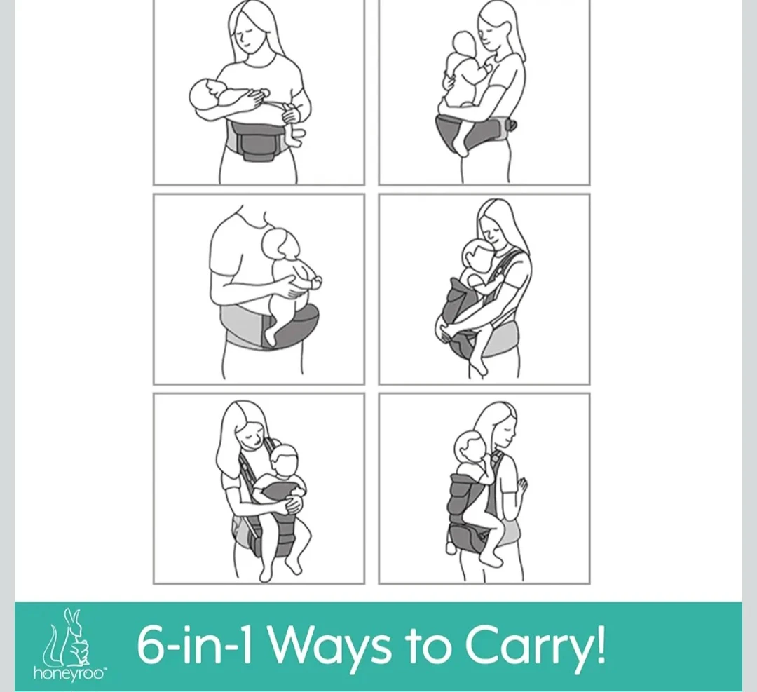 Honeyrooo Baby Carrier 6-in-1 Ways to Carry Grey - photo 3