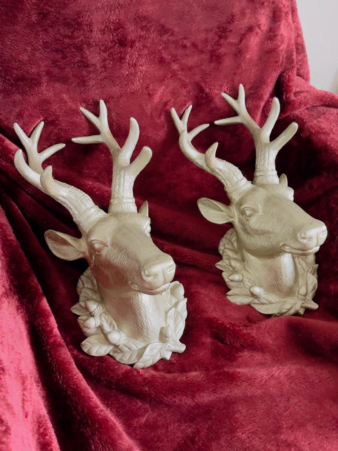 Pair of Silver Faux Deer Head Wall Mounts - photo 3