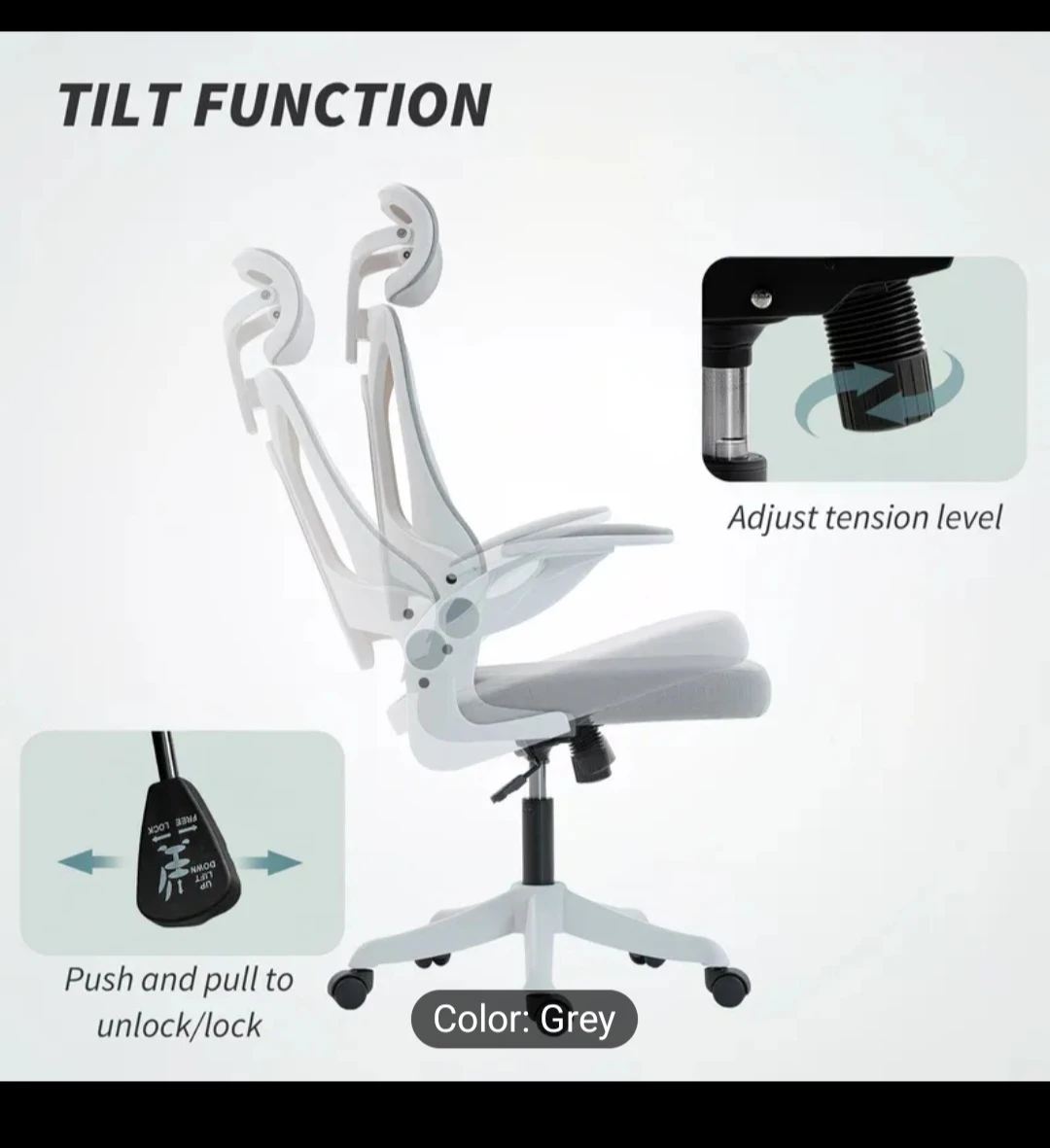 HomCom Ergonomic Office Chair - Grey - photo 4