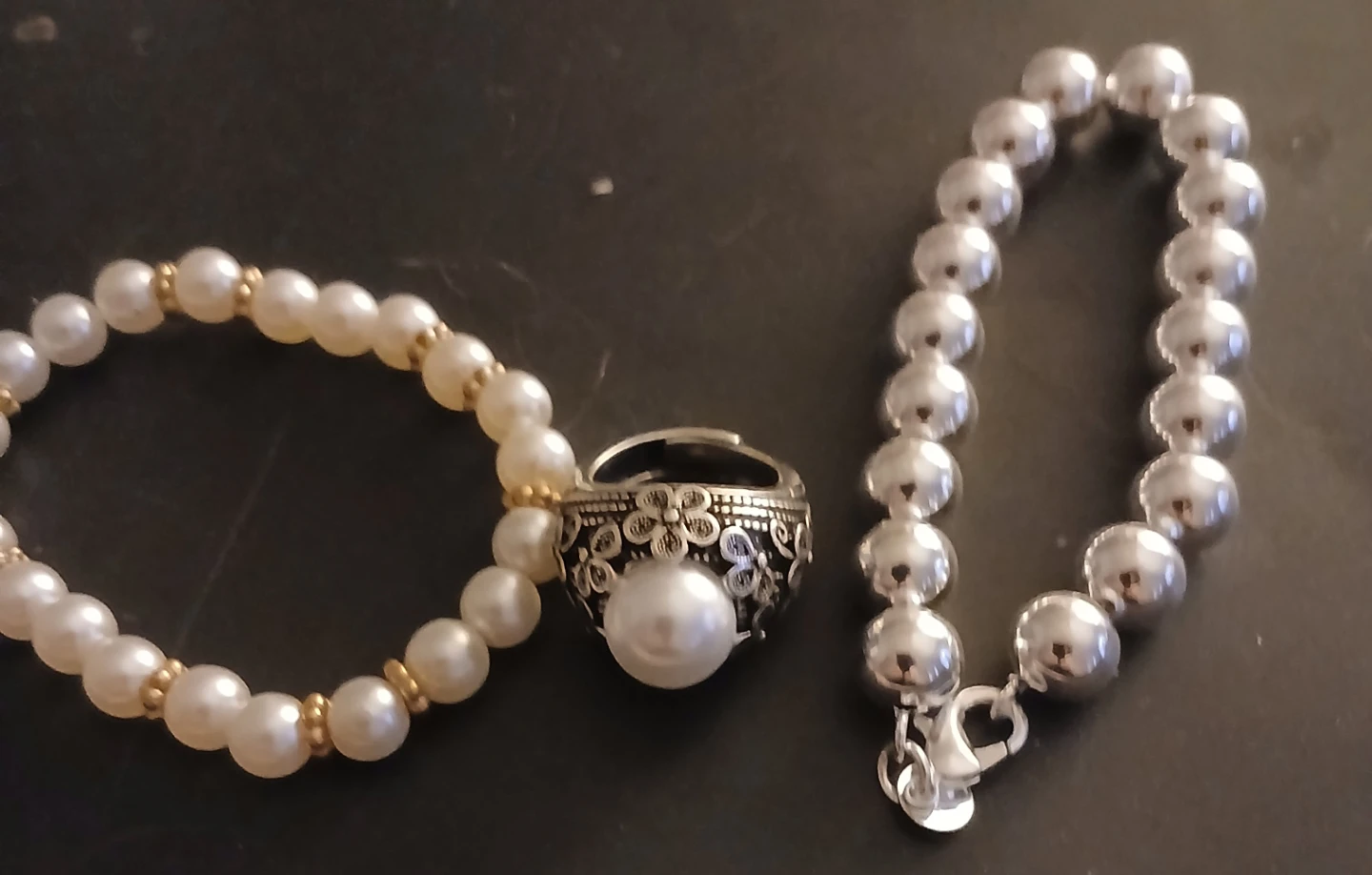 Pearl Ring and Bracelets Set