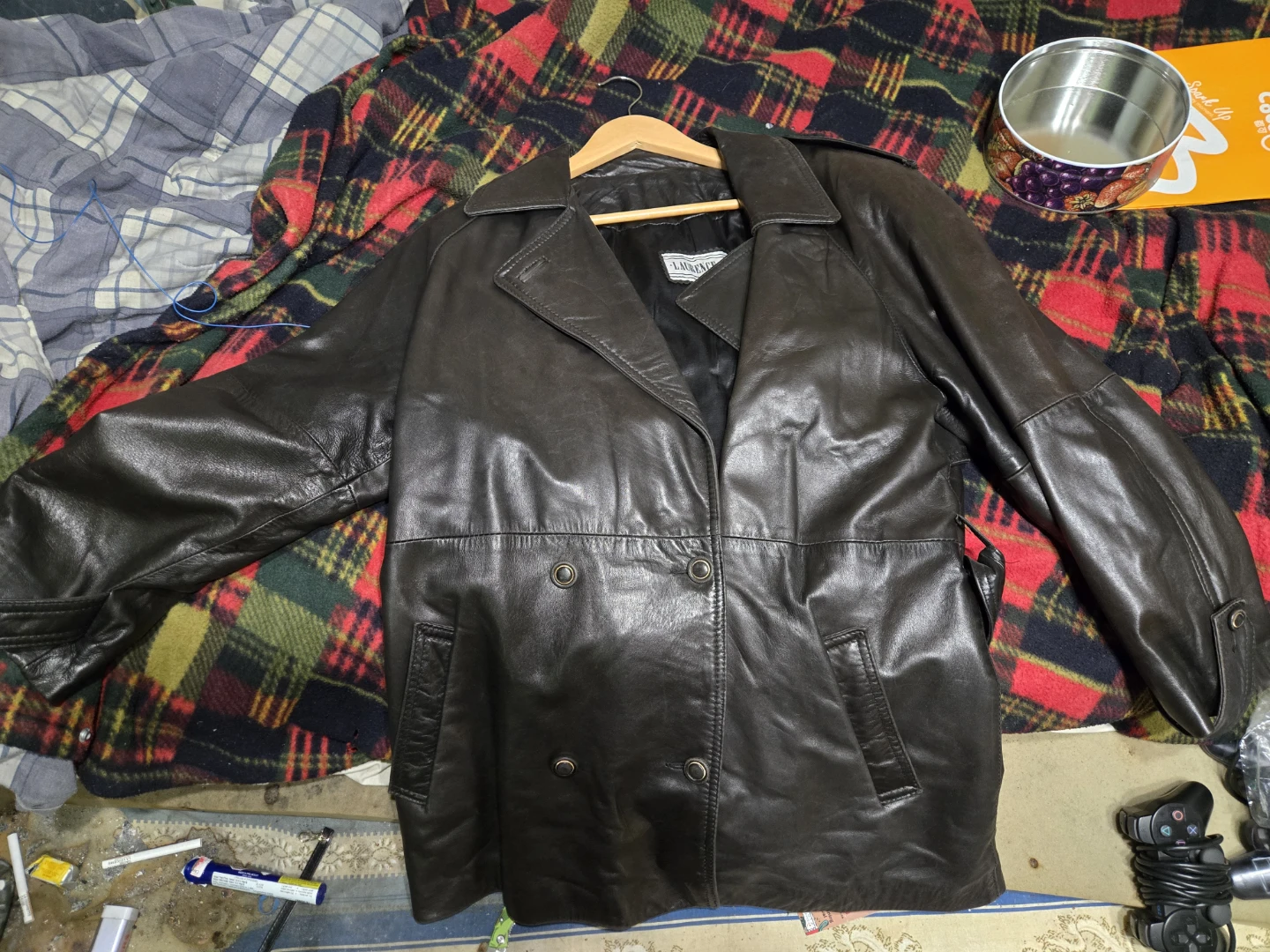 Laurence & Chico Black Leather Double-Breasted Jacket