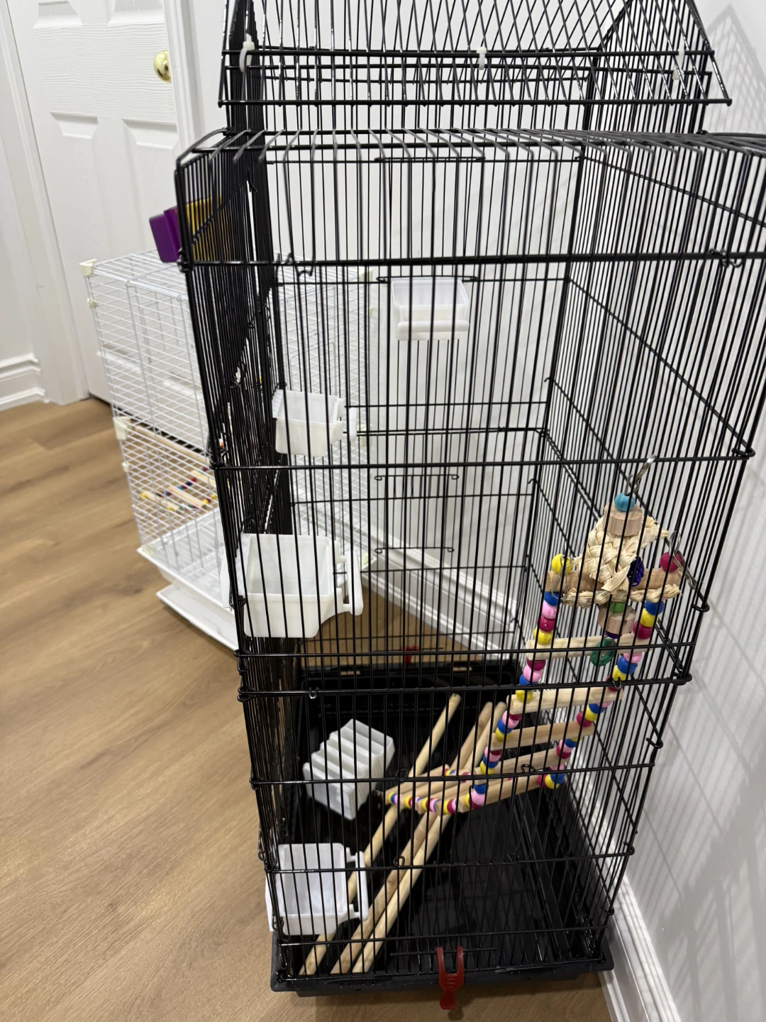 Black Bird Cage with Perches and Toys - photo 2