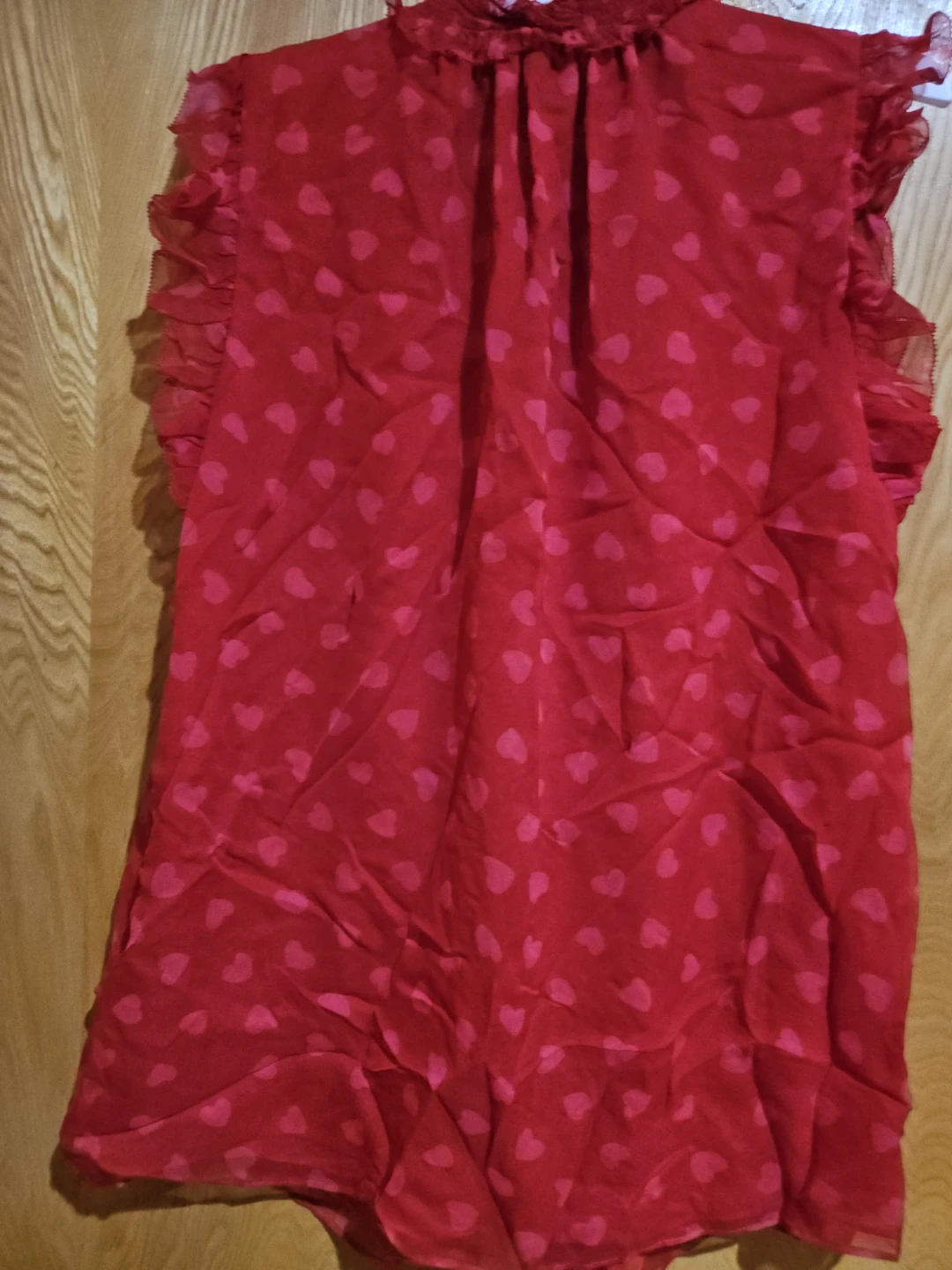 Kate Spade Red Heart Print Ruffle Sleeve Top - XS - photo 4