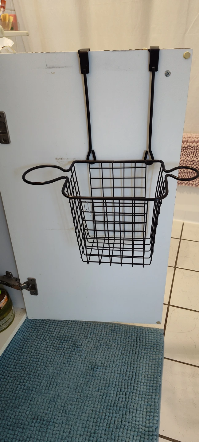 Over-the-Cabinet-Door Wire Basket Holder