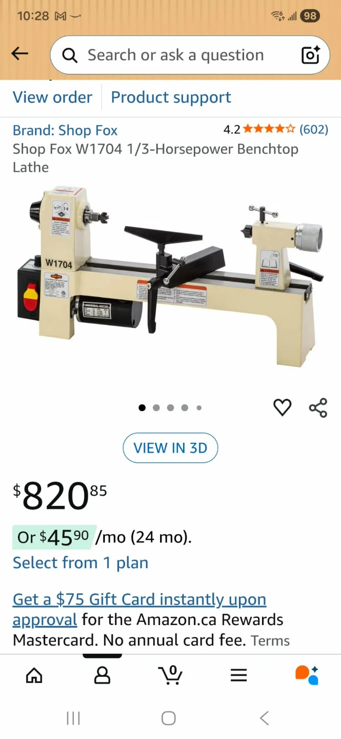 Shop Fox W1704 1/3-Horsepower Benchtop Lathe