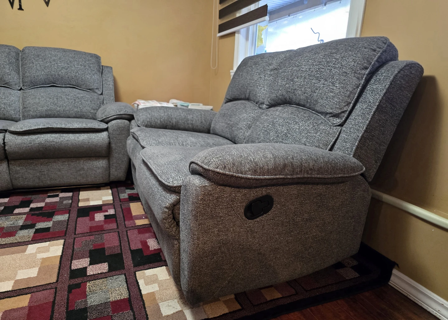 Two-Set Chandler 60" Chenille Fabric Reclining Loveseat - Grey - photo 5