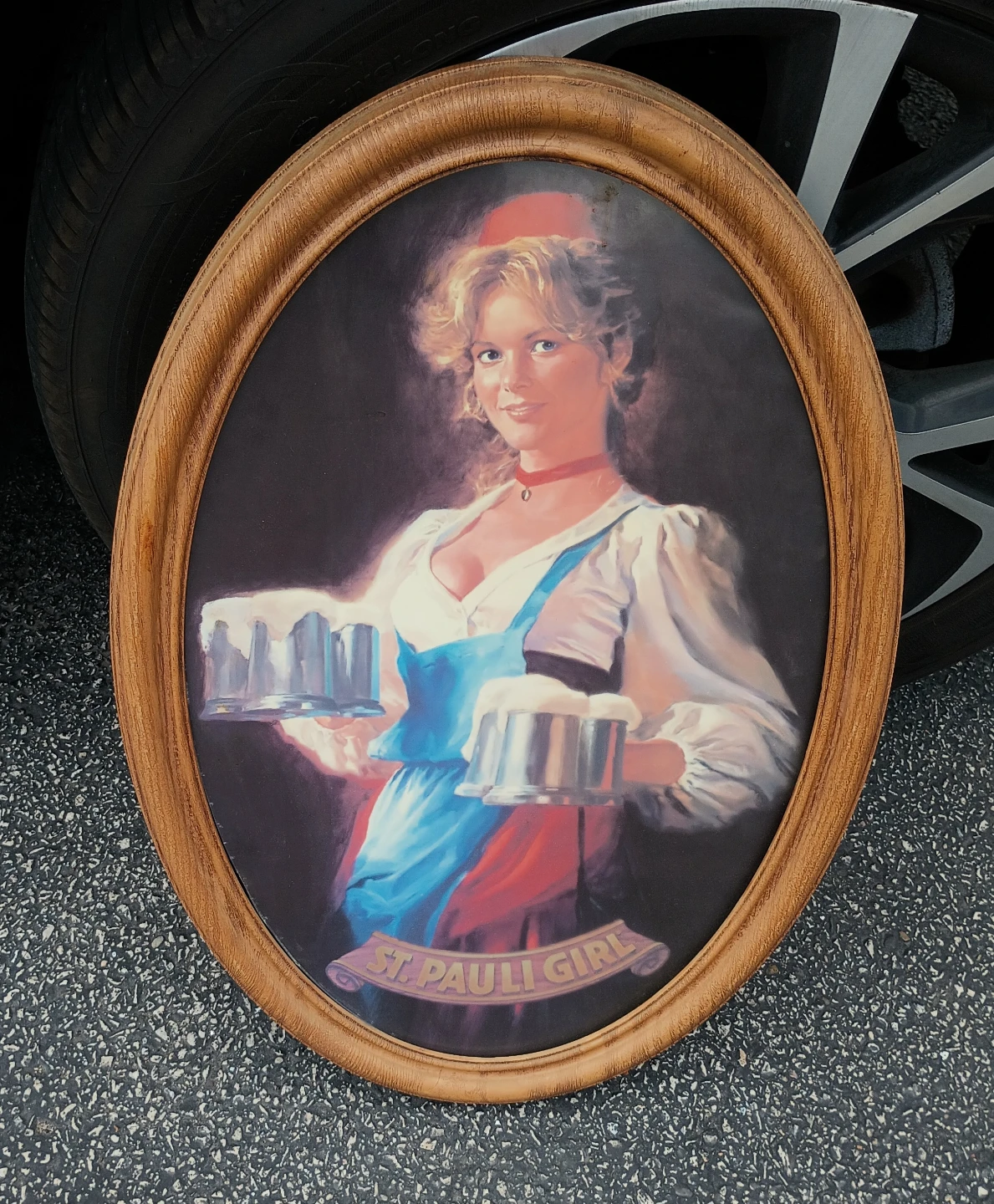 St. Pauli Girl Vintage Framed Oval Print