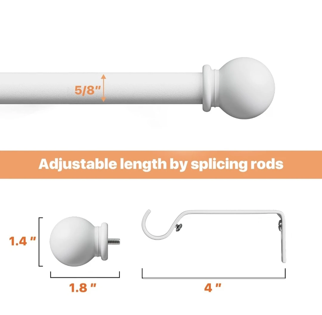 White Adjustable Curtain Rod 28"-48" - photo 4