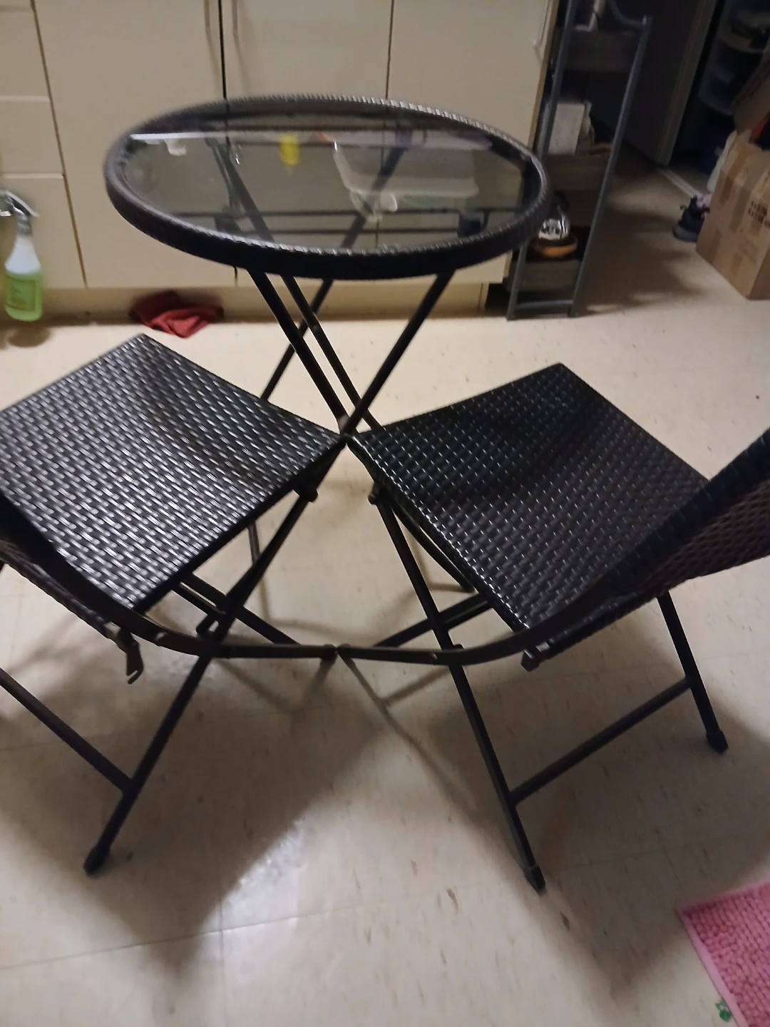 Glass Top Bistro Set with 2 Chairs
