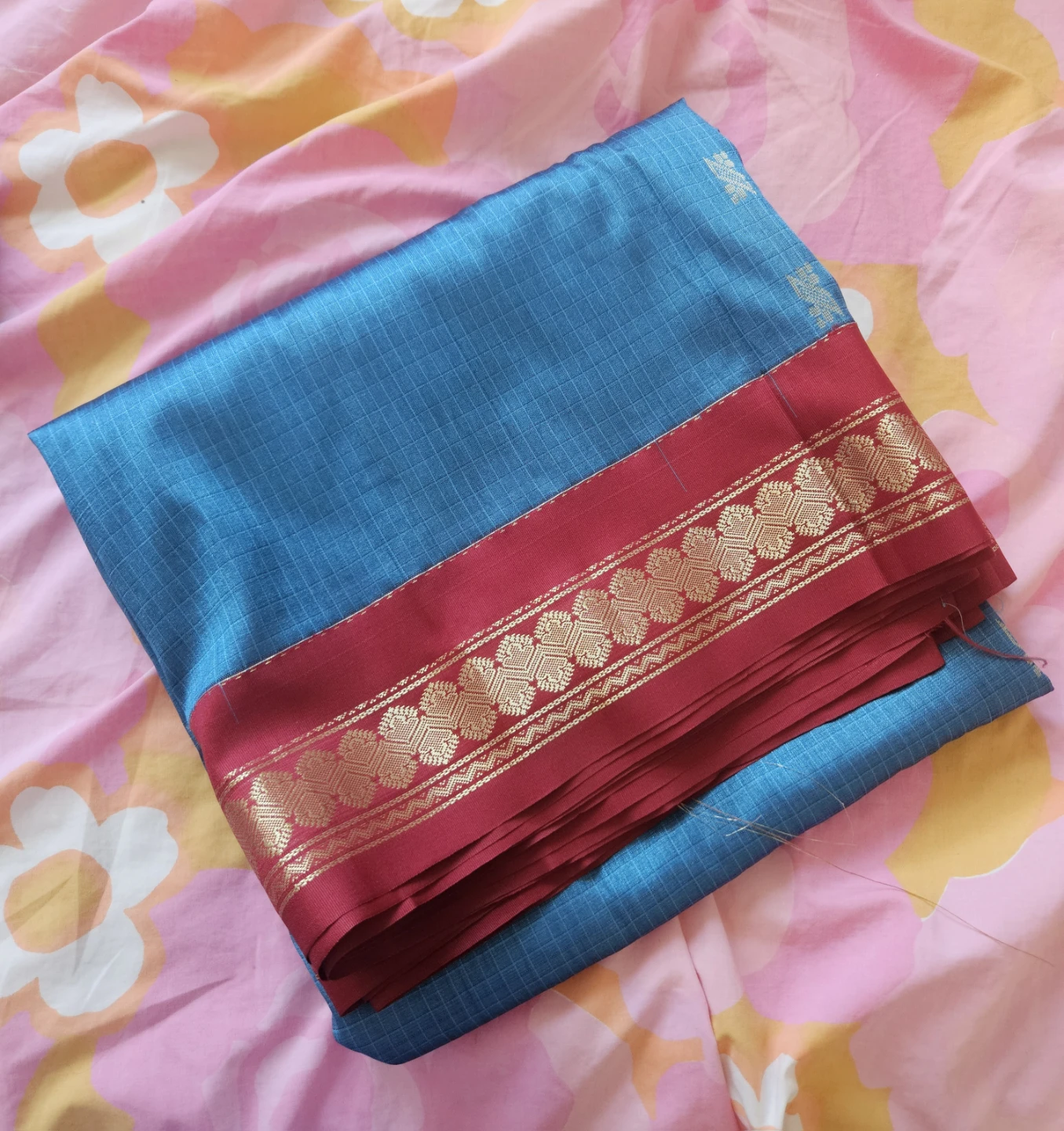 Blue Saree with ready made blouse