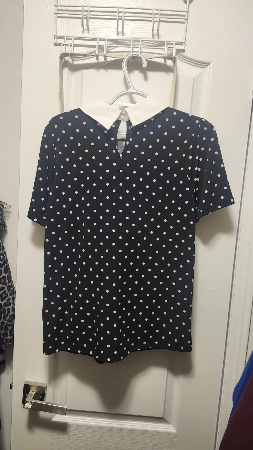 Polka Dot Blouse with Embellished Collar -  S - photo 3