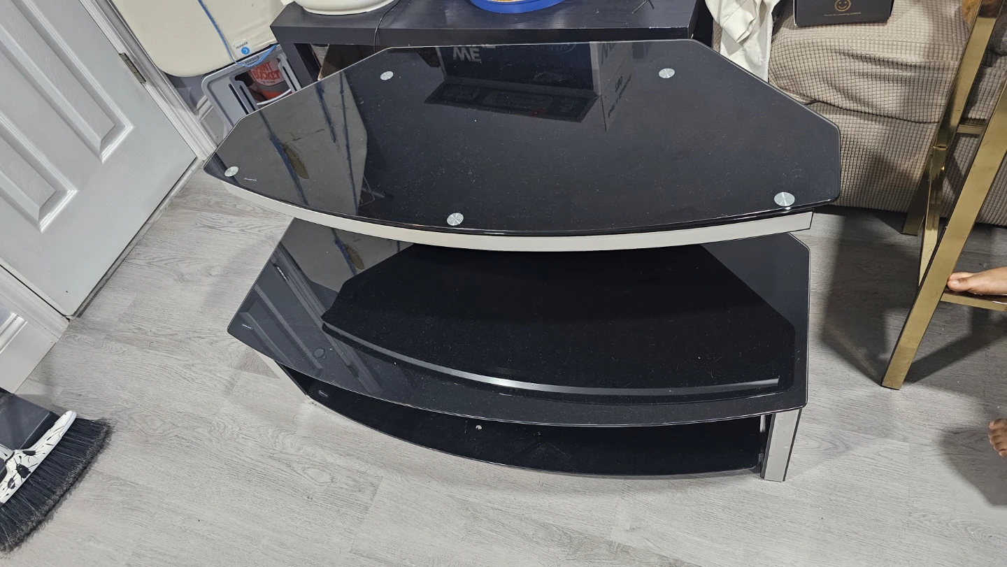 Black Glass TV Stand - photo 2