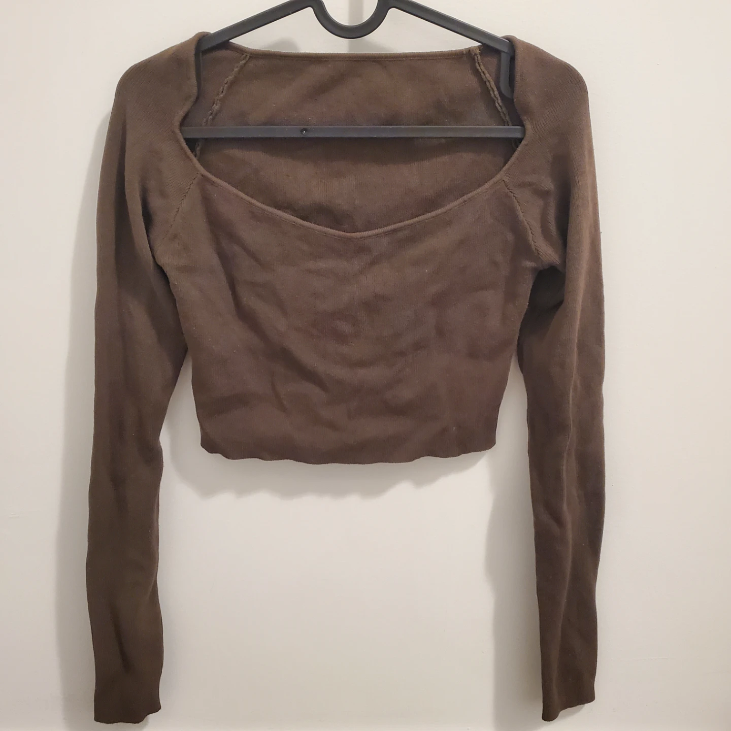 Olive Long Sleeve Cropped Top