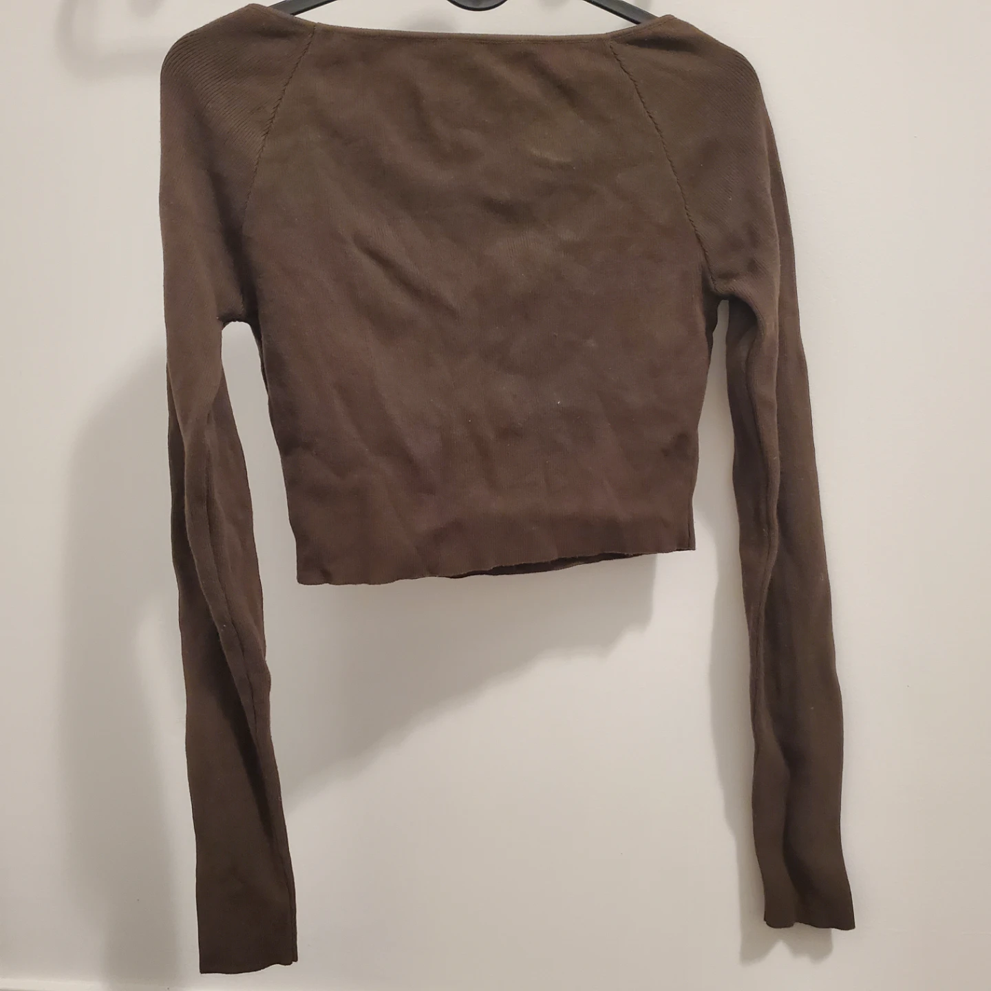 Olive Long Sleeve Cropped Top - photo 2