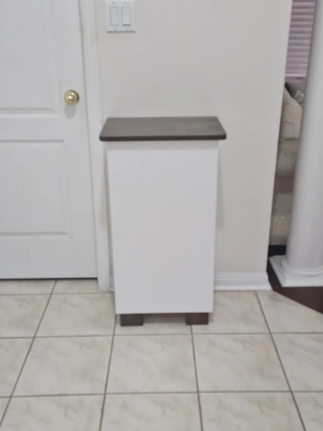 White Storage Cabinet with Dark Wood Top - photo 3