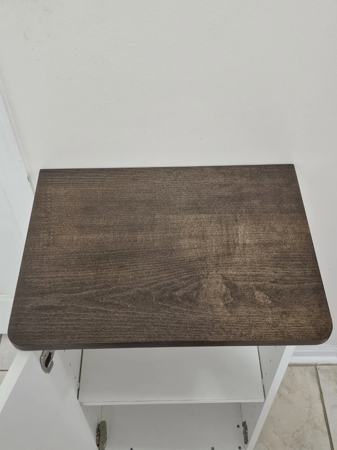 White Storage Cabinet with Dark Wood Top - photo 4