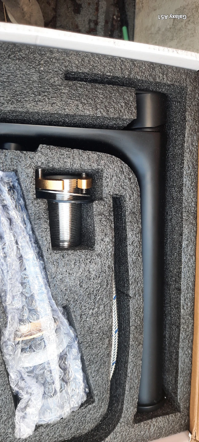 Black Basin Faucet with Gold Accent